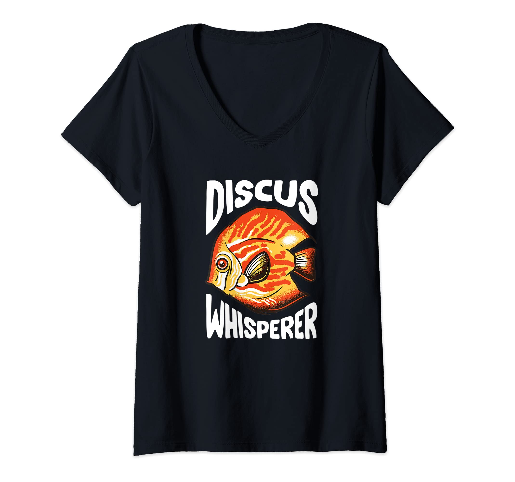 Womens Life is better with Discus fishbowl tank Auquarium V-Neck T-Shirt