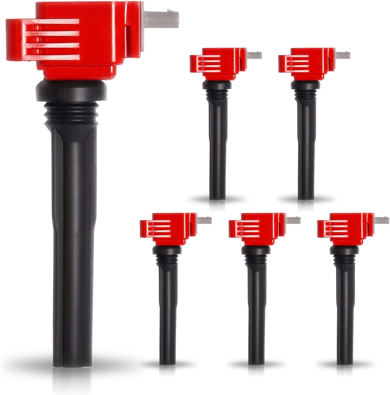ENA Set of 6 Red Ignition Coil Pack 3.5 Compatible with Lincoln Ford 2017 2018 2019 2020 2021 F150 GT, 2018 2019 2020 2021 Expedition Navigator 3.5L V6 Coils Replacement for UF826 HL3Z12029A 368330