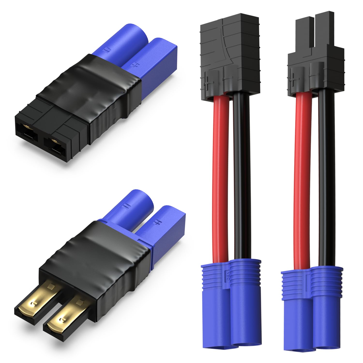 Photo 1 of 2 Pair RC LiPo Battery Connector Adapter Compatible with TRX/Traxxas Lipo Battery Plug to EC5 Male Female on ESC Charger