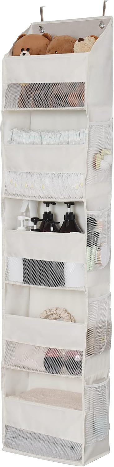 GRANNY SAYS 5-Shelf Over Door Storage Organiser, Pack of 1 Back of Door Hanging Organiser Beige