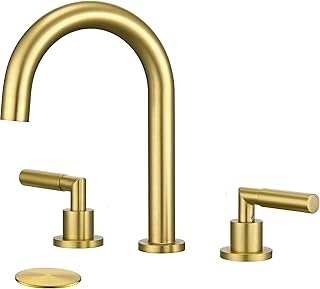 Tohlar Gold Bathroom Faucet, Bathroom Faucets for Sink 3 Hole 8 Inch 2 Handle Widespread Bathroom Sink Faucet 3 Pieces Basin Faucets with Pop Up Drain and Faucet Supply Lines, Brushed Gold