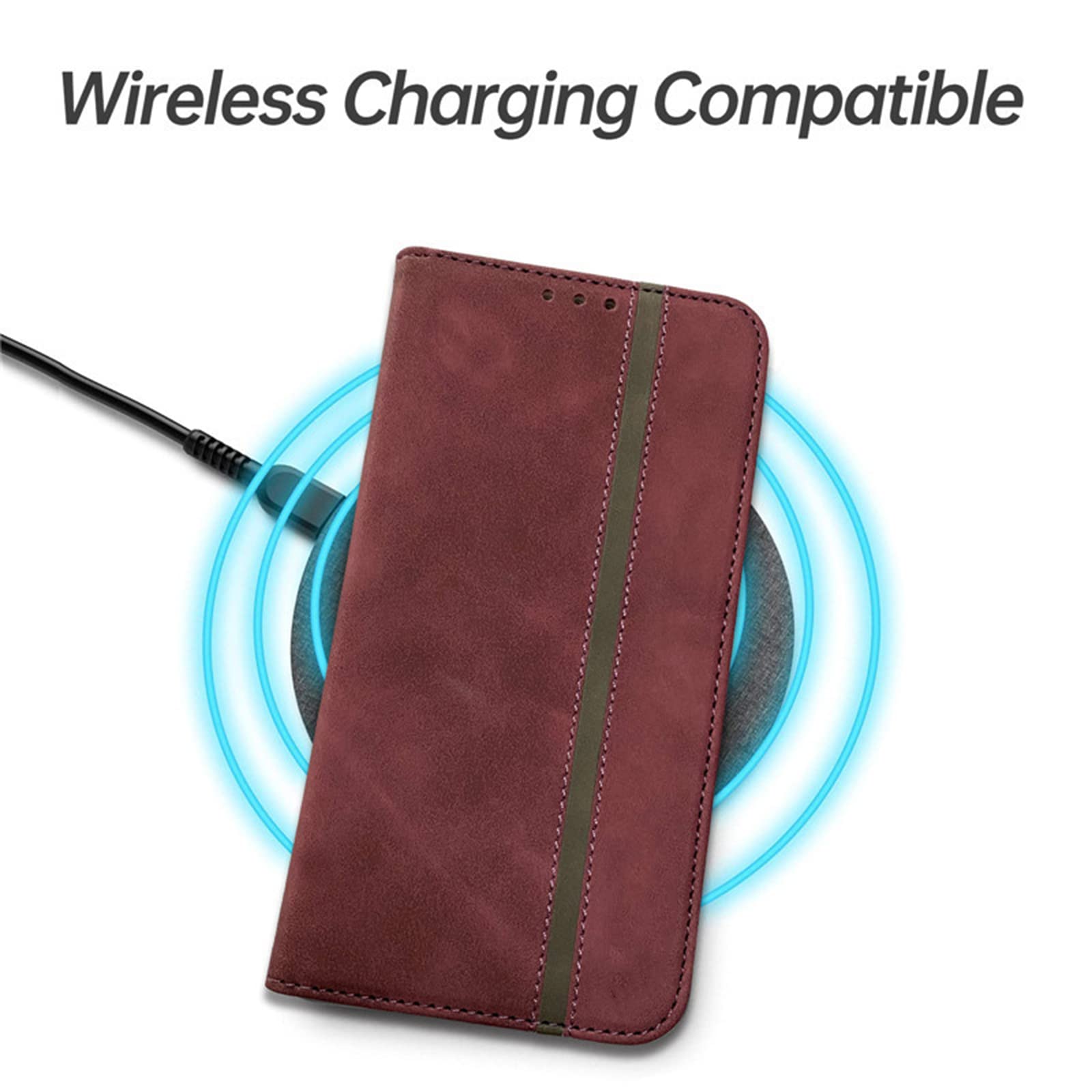Etui do Samsung Galaxy S22/S22 Plus/S22 Ultra, skórzany portfel etui z przegródką na karty gotówkę magnetyczne zamknięcie etui z klapką na telefon, czerwony, S22 6"