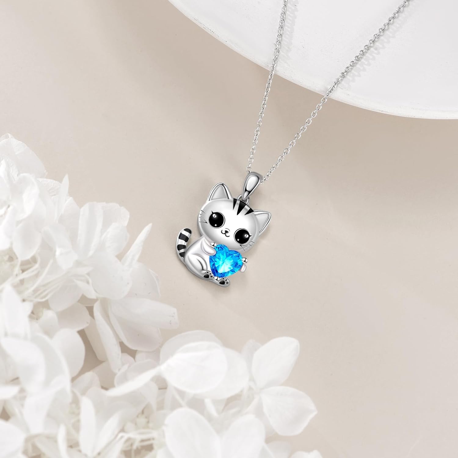 Cat/Bee/Dolphin/Unicorn/Penguin/Bat/Bear/Dog/Rabbit with Heart Cubic Zirconia Necklace Cute Animal Pendant Jewelry Gift for Women Men - Image 3