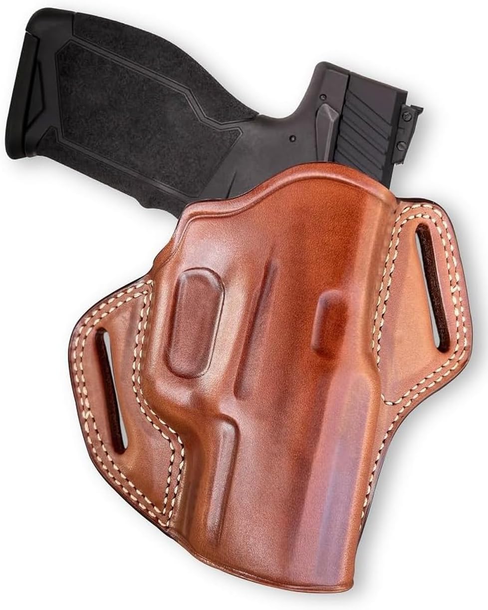 Masc Premium The Ultimate Leather Pancake OWB Belt Holster Open Top Fits TX22 22LR Caliber 4.16-inch, Right Hand Draw, Brown Color #1561#