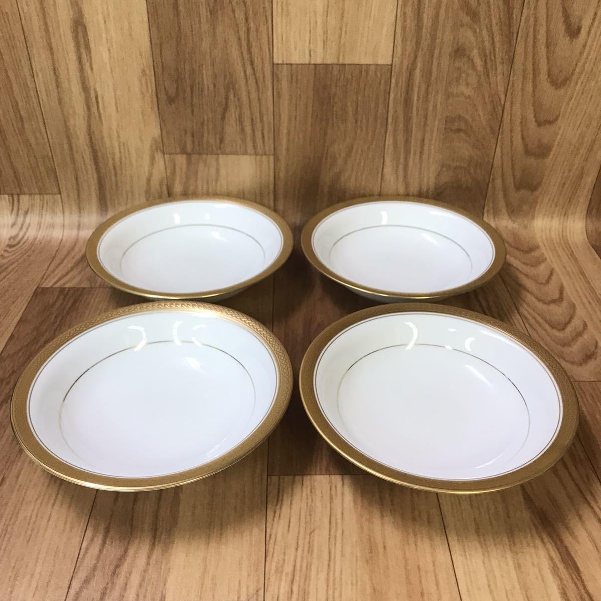 オールドノリタケ スープ/サラダ レトロポップ 赤青ライン 19cm 5枚 