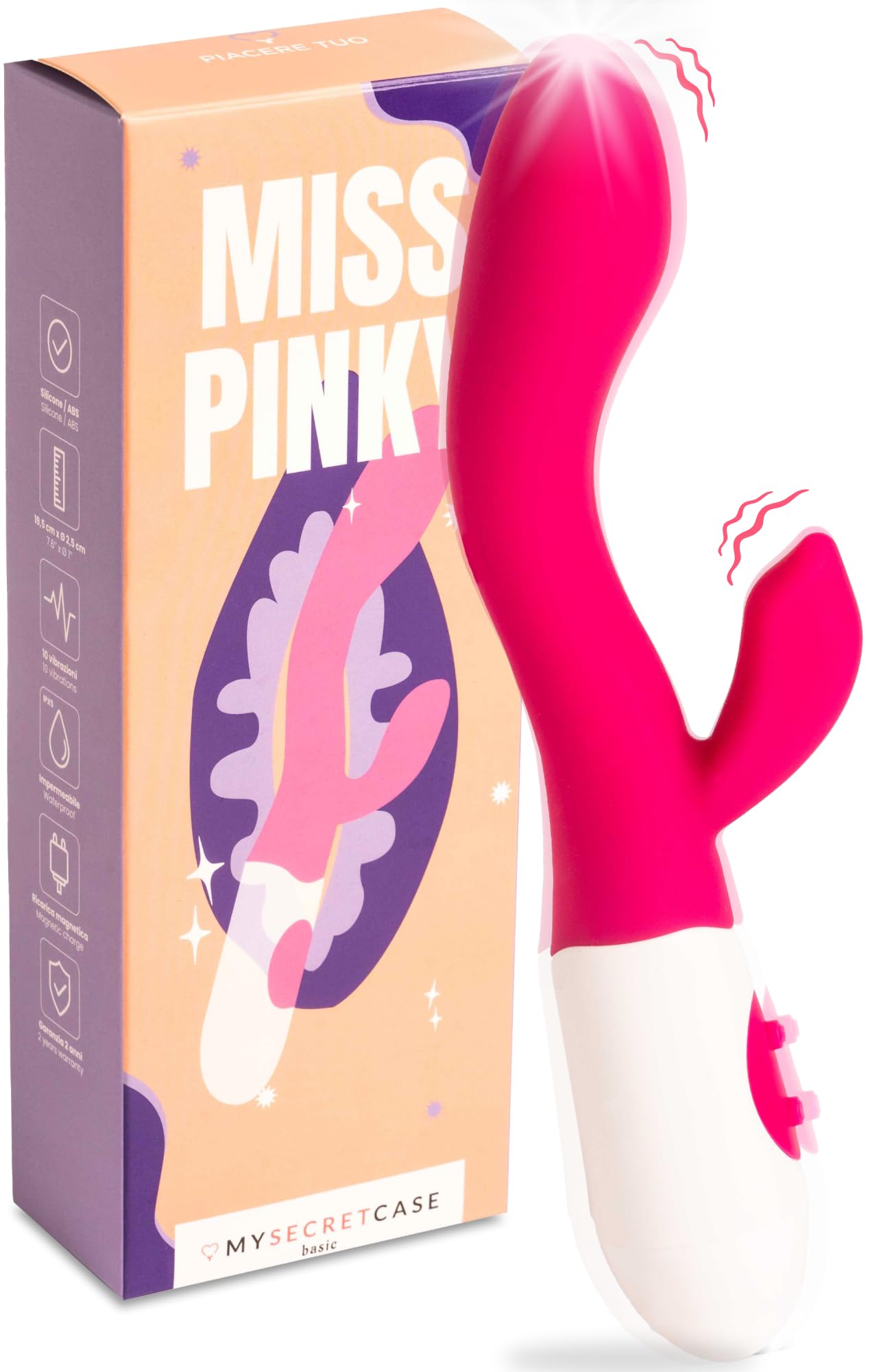 MySecretCase Rabbit Vibratoen für Frauen 19,5cm G Punkt Vibratioren Squirten 10 Vibrationsmodi Vibratorensets für Frauen Klitoris Vibratorensets für Paare Dildo Vibrator Großer Dildo