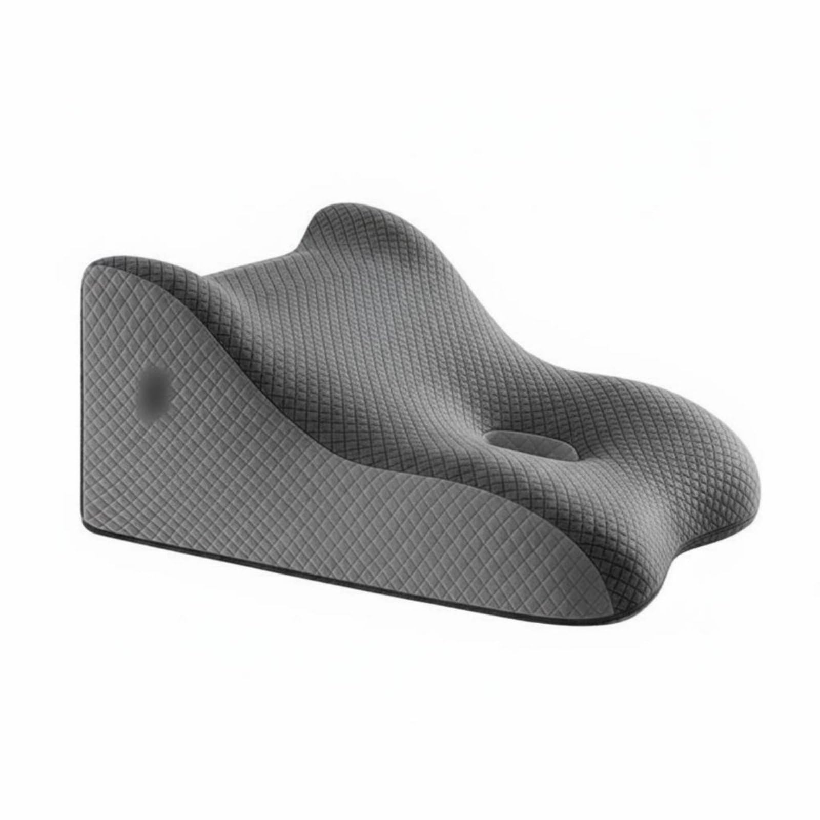 Qectial Almohada Lumbar con Inclinación Ergonómica y Memoria Cojín de Soporte para la Cintura Recubierta en Poliéster Ventilado Adecuada para Leer en Cama, Gris Azulado, 50-40-26cm