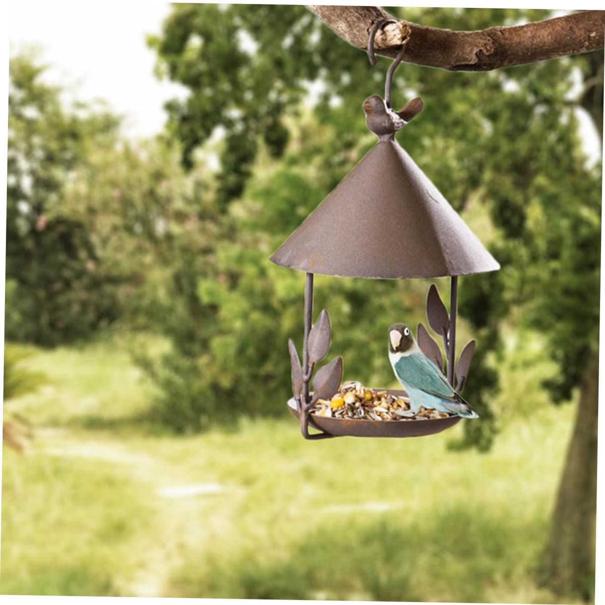 TOYANDONA Mangiatoia per Uccelli Decorazione Outdoor in Ferro da Giardino Design Unico, Sospesa per Pappagalli e Uccelli per Giardino e Voliera