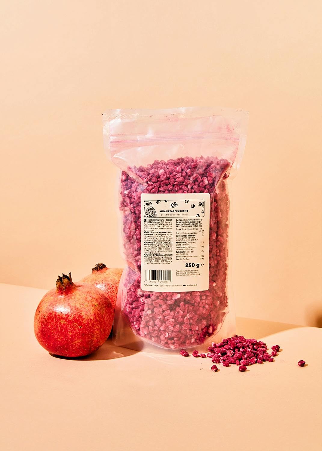 KoRo - Chicchi di melograno liofilizzati 250 g - Naturali e non trattati - Dolci e croccanti - Senza zuccheri aggiunti*