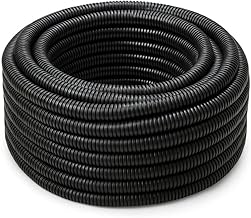 Corrugated Flexible Hose Diameter 20 mm – 50 Metre Reel – Protective Sheath Electrical Cables – Durable Lightweight and Easy to Lay – Black