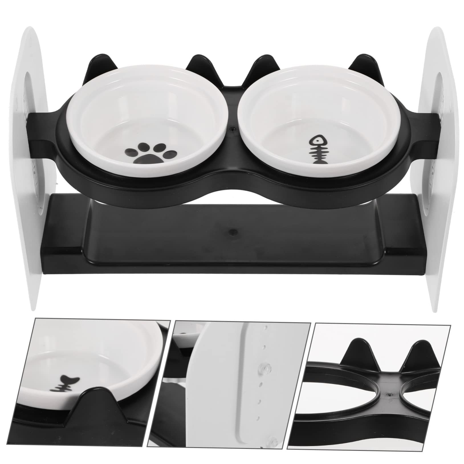Keramik Katzennapf mit Schrägdesign, 1 Satz, Schwarz