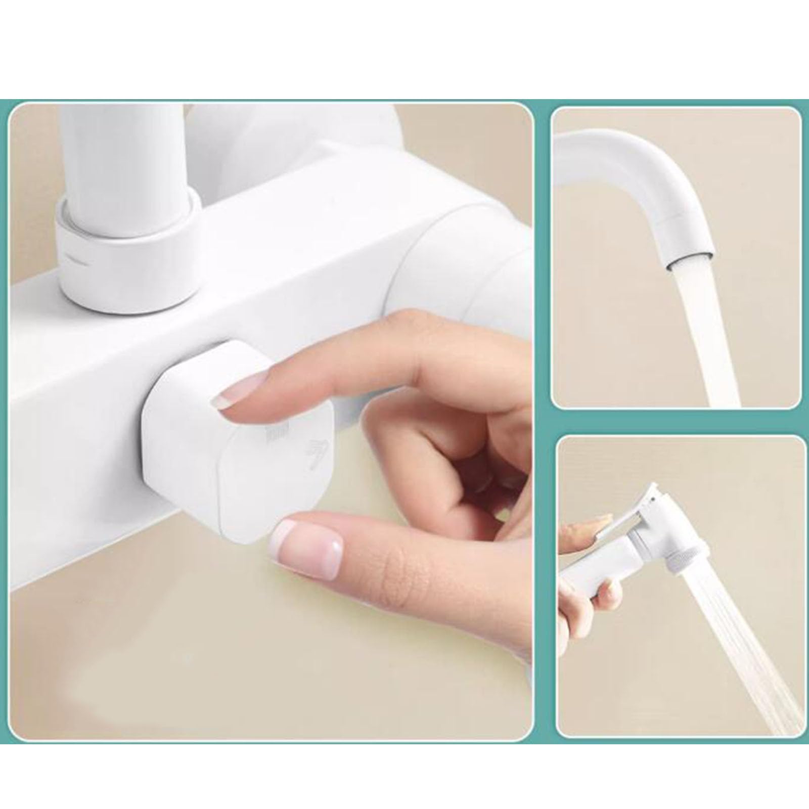 Grifo de Cocina Pared Blanco Pistola Telescópica Agua Fría y Caliente Giratoria Latón Grifo Fregadero Cocina Pared
