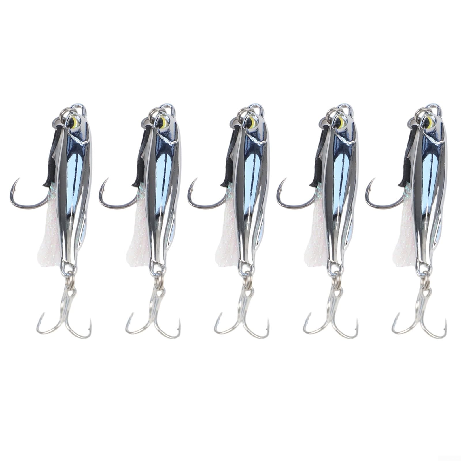 5pcs Metal Jig Fishing Lures Set 10-40g Crankbait Spoon Baits for Bass Trout Saltwater and Freshwater Trolling Silver Hard Bait Kit(20g)