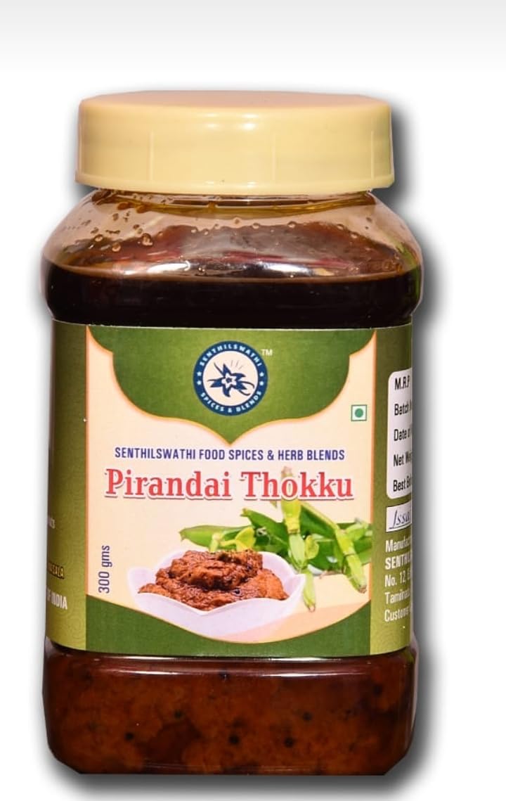 SENTHILSWATHI FOOD PIRANDAI THOKKU- 300 G VERY TASTY RICE MIX BONE HEALTH AND KNEE PAIN RELIEF CARE HOME MADE WITH PURE GINGELLY OIL CHETTINADU SPECIAL NO PRESERVATIVES-image-28