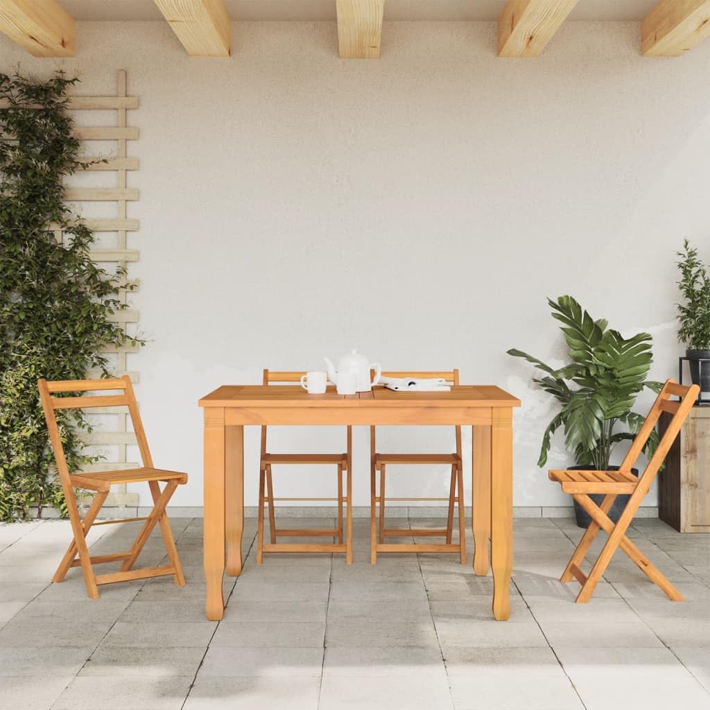 vidaXL Sillas de Terraza Plegables 4 uds, Asientos con Respaldos, Sillas de Comedor, Muebles para Jardín Patio Balcón Bistró, Madera Maciza de Acacia