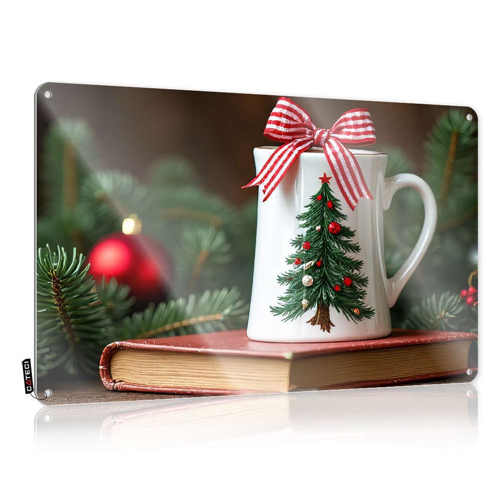 Art Classy Vintage Wall Art, Metal Retro Gift For Electrician Tin Sign For Home Bar | 8x12 Inch Christmas Mug With Tree Design. Perfect For Clearance Decor(30X40CM)