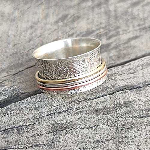 925 Sterling Silver Ring, Silver Band Fidget Ring, Worry Ring, Anxiety Ring, Sterling Silver Band, Pure Silver Spinner Ring2