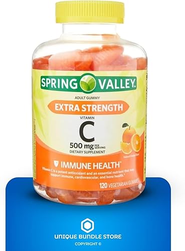Miniatura 3 de Extra Strength Vitamin C 500 mg, 120 Gummies - Orange Flavor, Immune Health Dietary Supplement Vegetarian Gummies (Pack of 1)