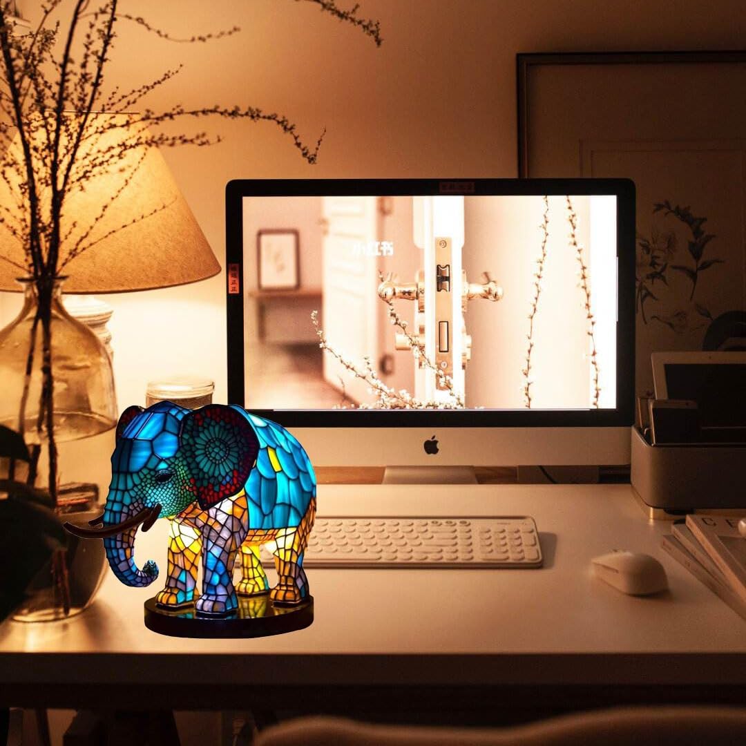 Dieren Tafellamp Geverfd Hars Olifant Lamp Bureau Nachtlampje Tafel Nachtlampje 3d Gekleurd Dier N