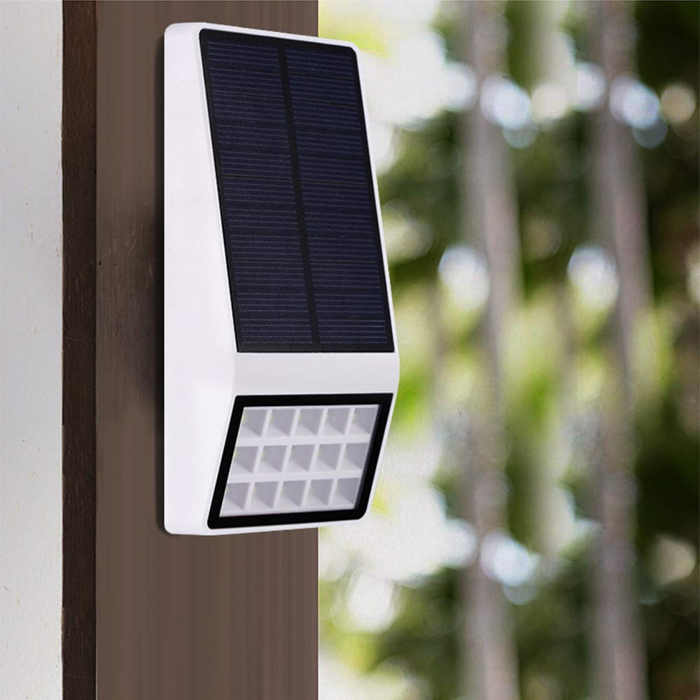 Solarna lampa zewnętrzna Led Solar Wall Light Wodoodporny Dekoracyjna lampa ogrodowa do ogrodzenia, garażu, drzwi 3 tryby Biały 1 opakowanie (biały 2 szt.)