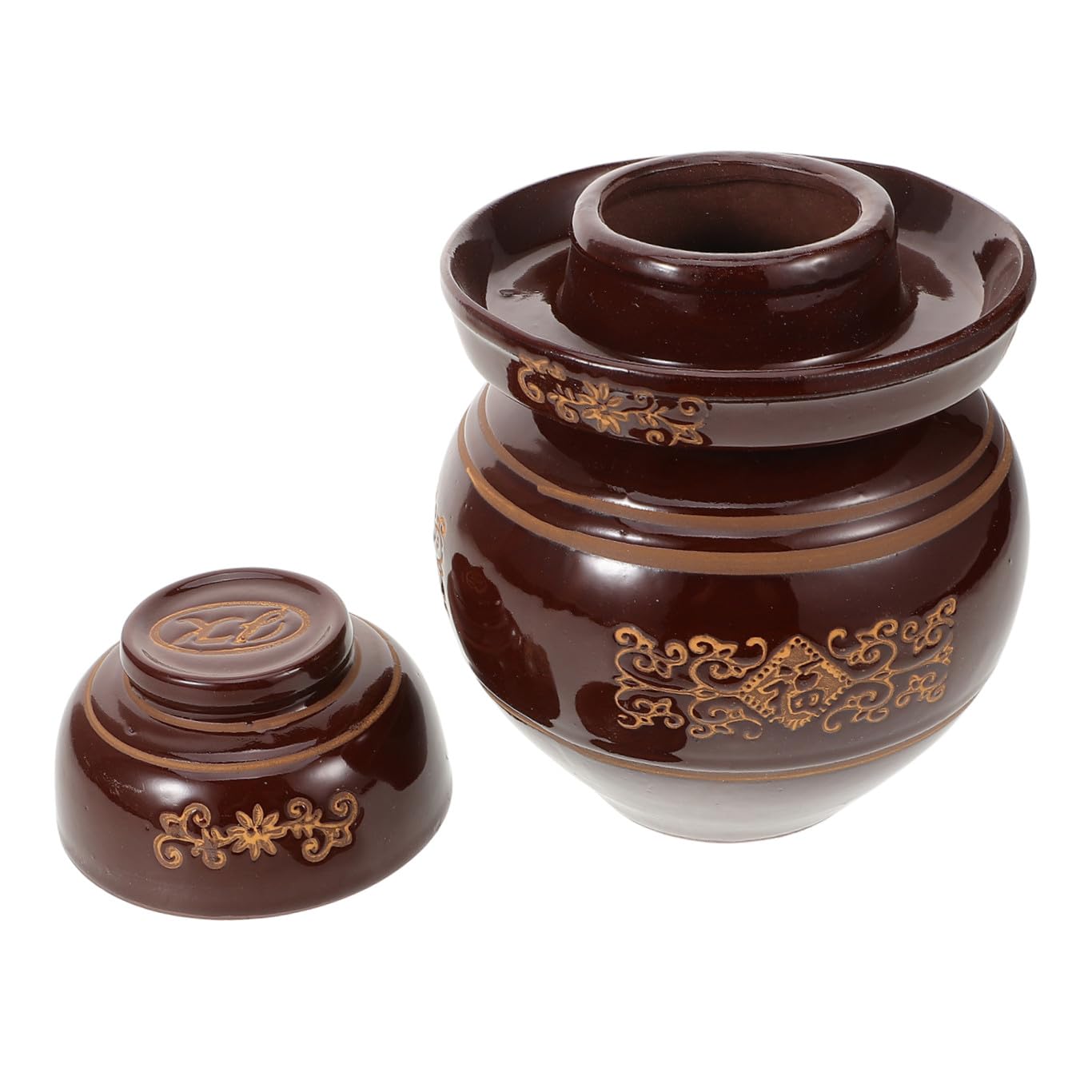 Barattolo per Sottaceti in Terracotta da 4 Litri con Coperchio Sigillato Antipolvere, Contenitore Tradizionale per Fermentazione Verdure e Conserve Domestiche, per Cucina