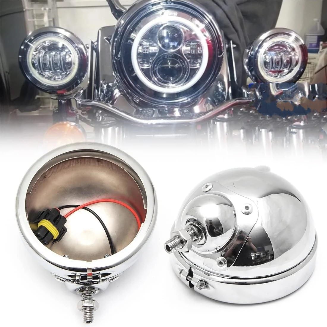 Fanale Anteriore Fari Moto Staffa Per Secchio Alloggiamento Fendinebbia 1 Paio Da 4,5 Pollici Per Accessori Moto Secchio Per Fendinebbia (alloggiamento Luce Argento)