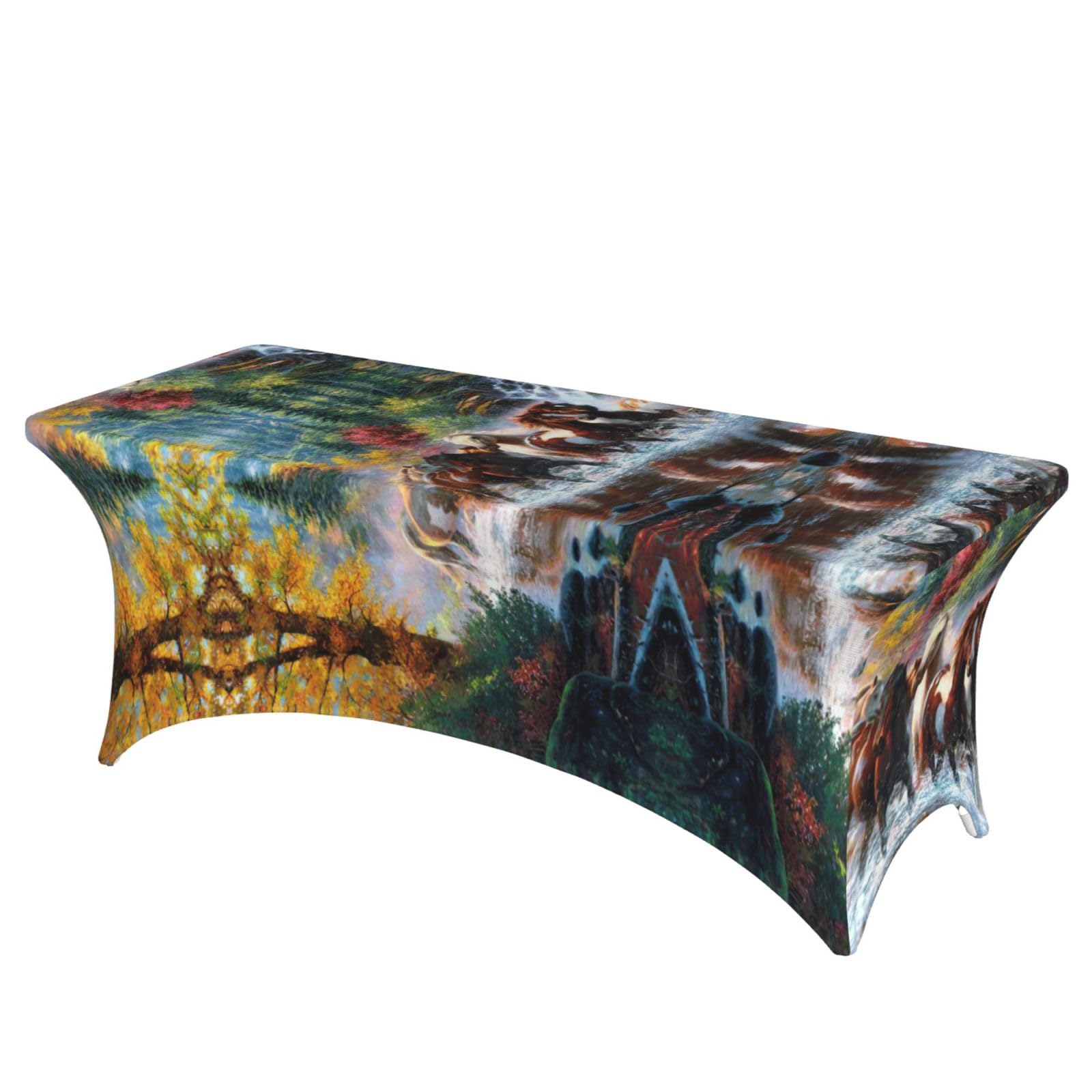 Nappe rectangulaire extensible 1,8 m anti-pli imprimé chevaux EdWal