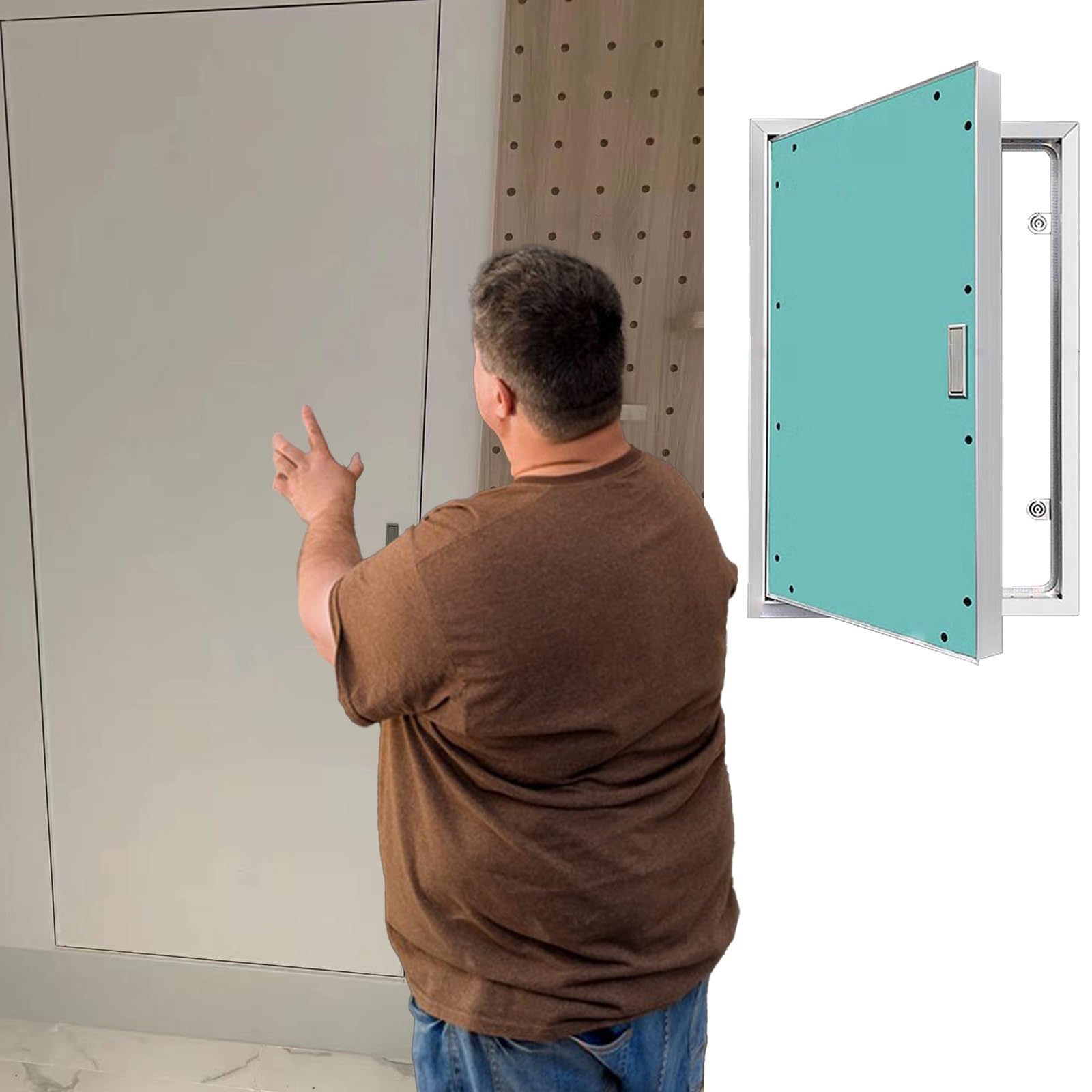 Puerta de Acceso empotrada de 24 x 24 Pulgadas, Panel de Acceso Empotrado para Paneles de Yeso, baños, portones Traseros y buhardillas. Puerta de Servicio con Tiradores empotrados y Orificio