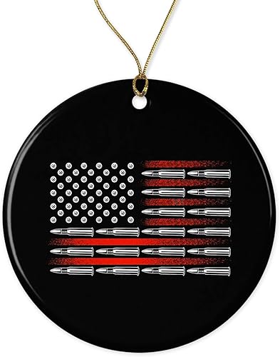 American Flag Bullets Guns USA Segunda 2ª Enmienda – Adorno de Navidad – Adorno navideño – Adorno navideño impreso en ambos lados