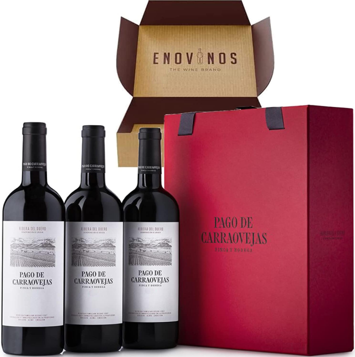 Estuche x3 Botellas de Pago de Carraovejas - Botella Vino Tinto 75 cl - Mejor Selección ENOVINOS - Edición Especial