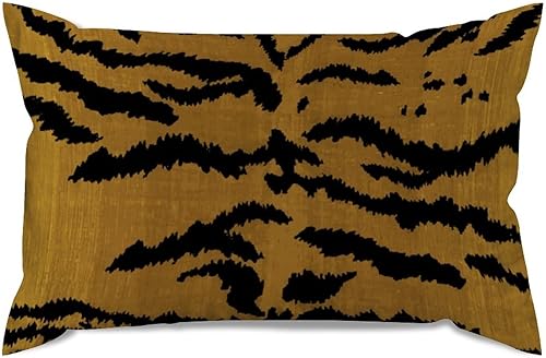 ArogGeld Funda de almohada de terciopelo con estampado de tigre, estilo chinoiserie, funda de cojín de 12 x 20 pulgadas, funda de almohada asiática