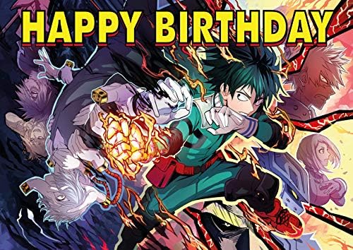8.3 x 11.7 Inch Edible Square Cake Toppers – My Hero Academia Themed Birthday Party Collection of Edible Cake Decorations