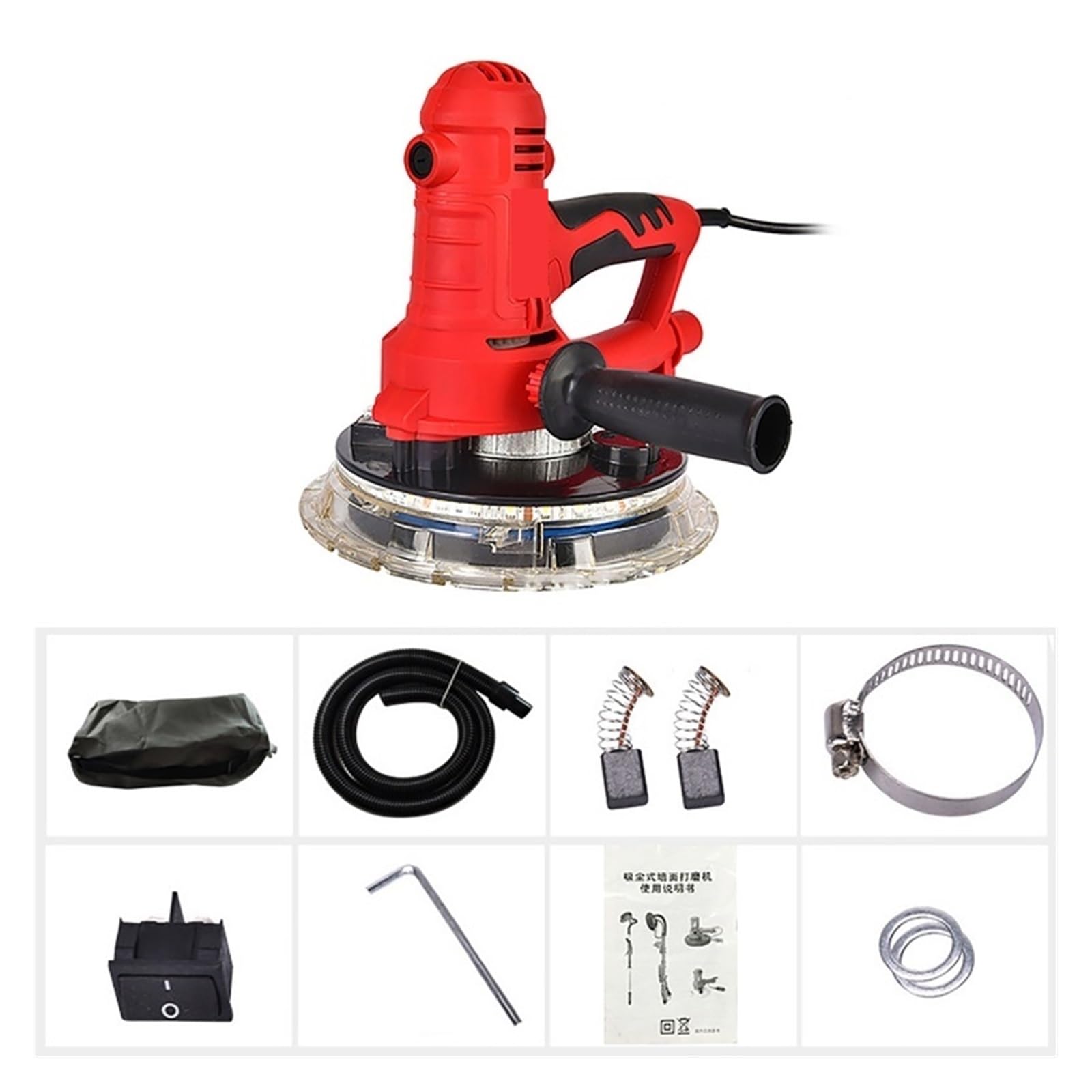 Levigatrice elettrica Levigatrice elettrica for cartongesso da 1250 W Lucidatrice for la rimozione dei residui di pareti e pavimenti con utensili elettrici portatili a LED Alta velocità, più silenzios
