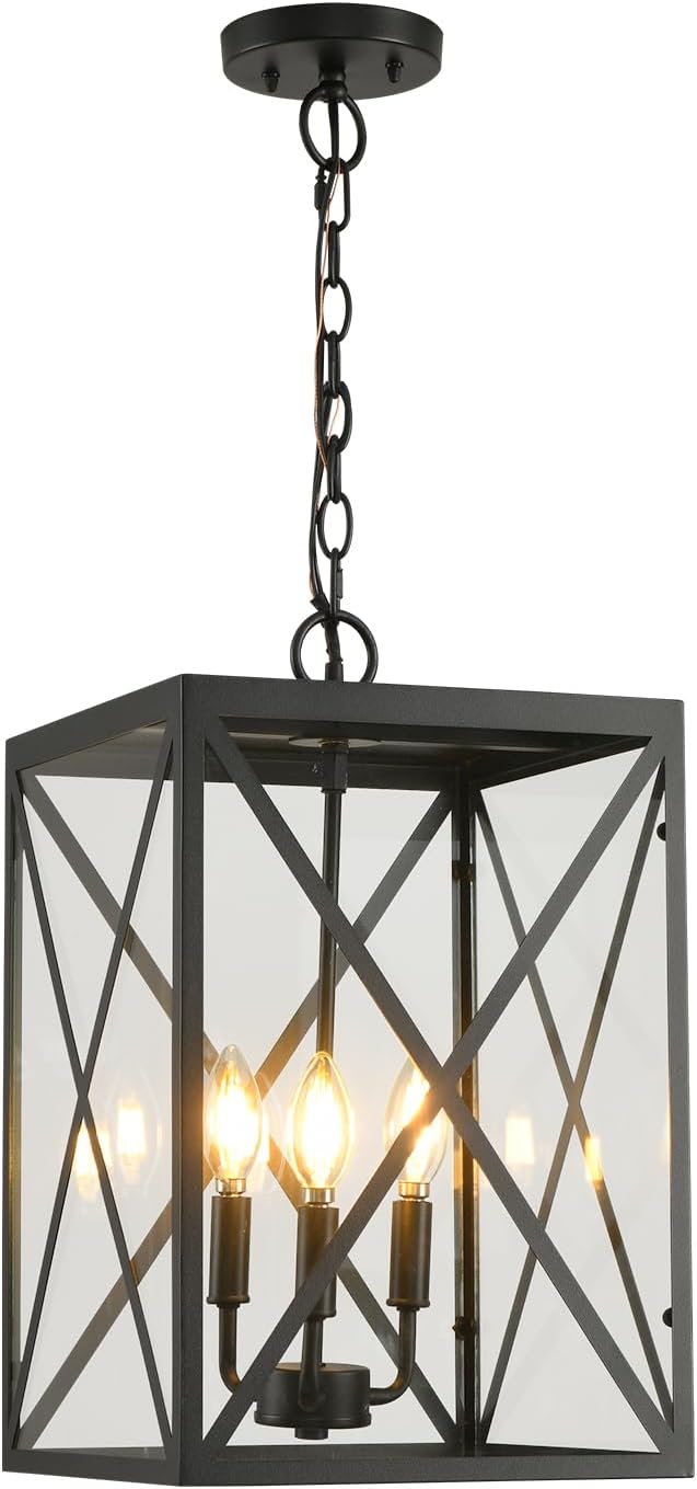 Smeike Large Outdoor Pendant Light Fixtures, 3-Light Exterior ...