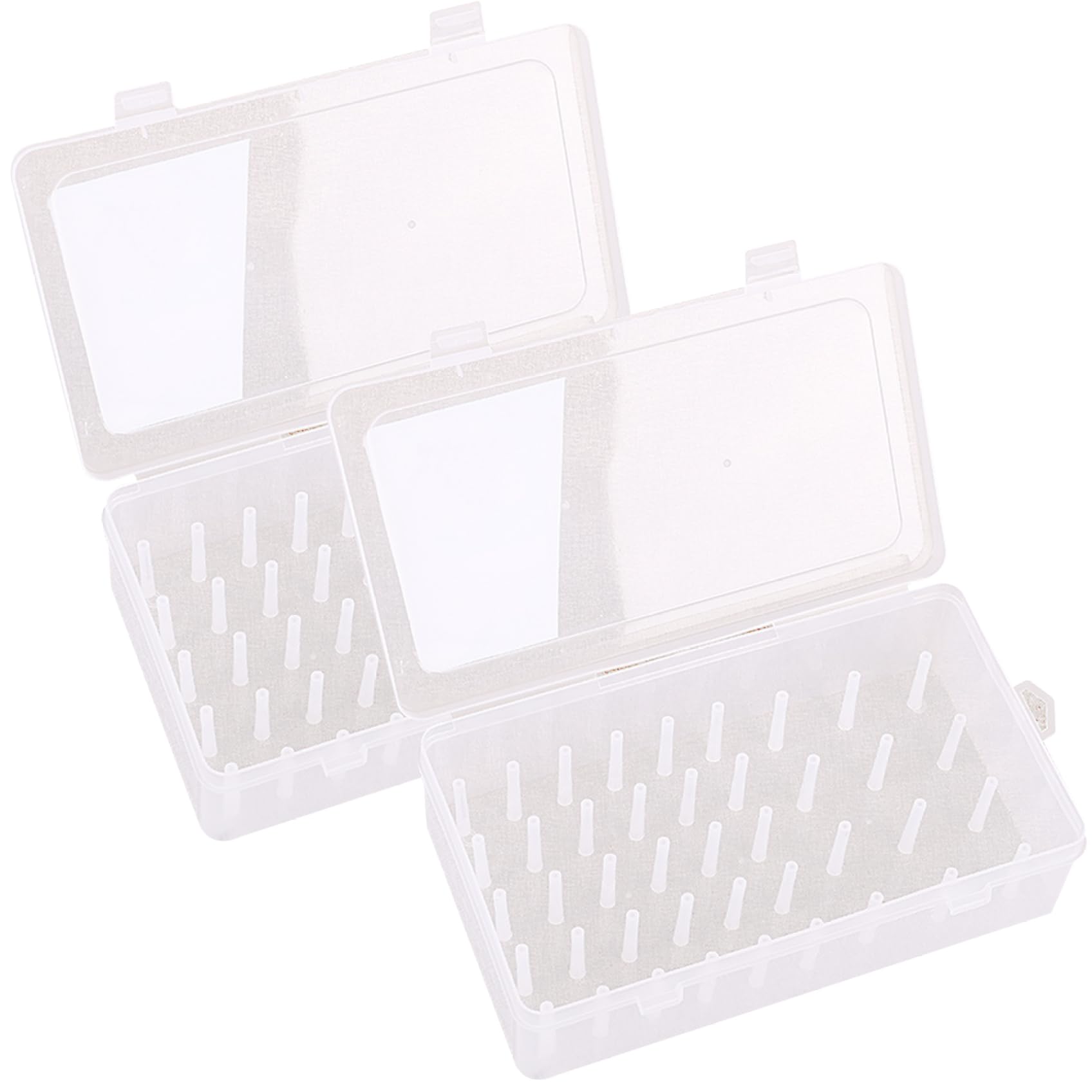 Hoveeluty Transparent Sewing Thread Storage Holds 42 Spool 2Pcs Thread Holder Empty Visible Cotton Reel Storage Plastic Leakproof Sewing Box For Embroidery Spools Cotton Reel Box