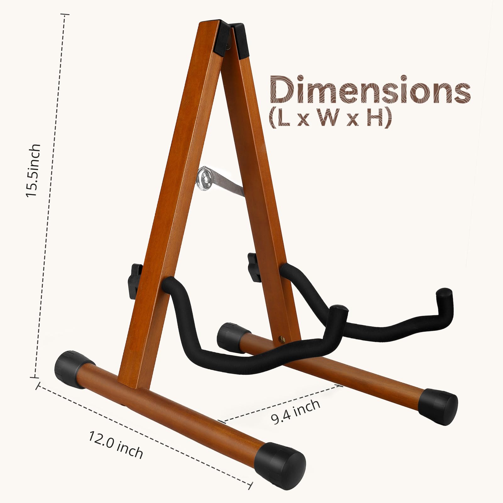 Supporto per chitarra in legno,supporto da pavimento per chitarra,chitarra elettrica acustica,in legno a telaio pieghevole regolabile per basso,violoncello, mandolino, banjo,ukulele(Mahogany Wood)