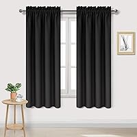 DWCN Blackout Curtains Thermal Insulated 42x63 Inch Black Set of 2 - Noise Reducing Energy Saving Rod Pocket Panels for Bedroom Living Room