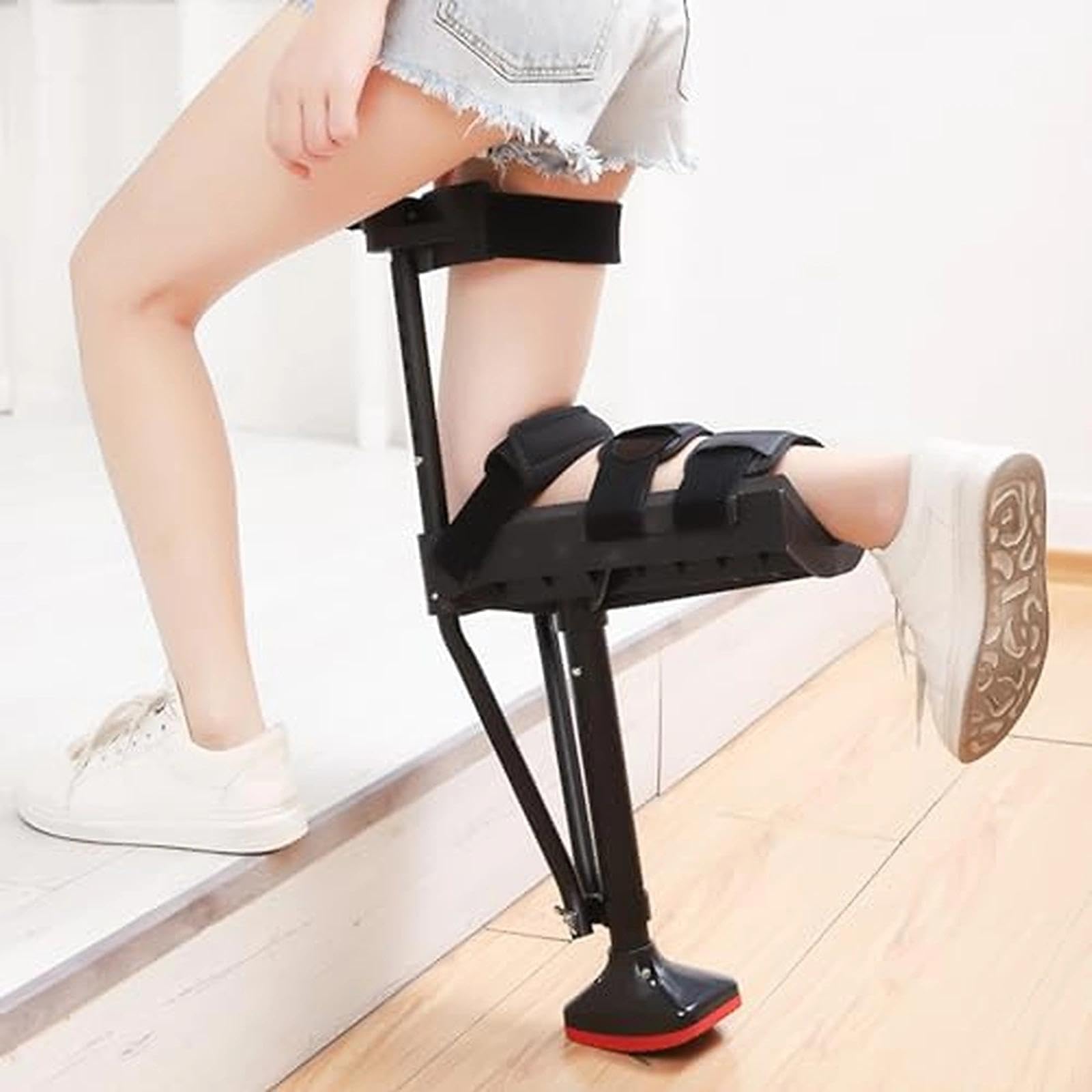 Béquille Mains Libres à Genou Marcheur Télescopique Réglable, Aide à la Mobilité Antidérapante pour Fracture Cheville Entorse Rééducation Post-Opératoire, Jambe Gauche et Droite