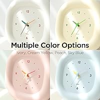 Vista 6 de mooas Cute Mini Analog Marshmallow Clock 6.9 Inch Aesthetic Small Silent Bedside Desk Clock Battery Operated Non-Ticking Shelf Clocks for Décor