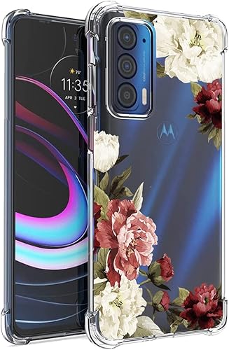 Funda para Moto Edge 2021/Moto Edge 5G UW/Moto XT2141DL Funda transparente para niñas y mujeres, TPU suave a prueba de golpes, funda protectora flor