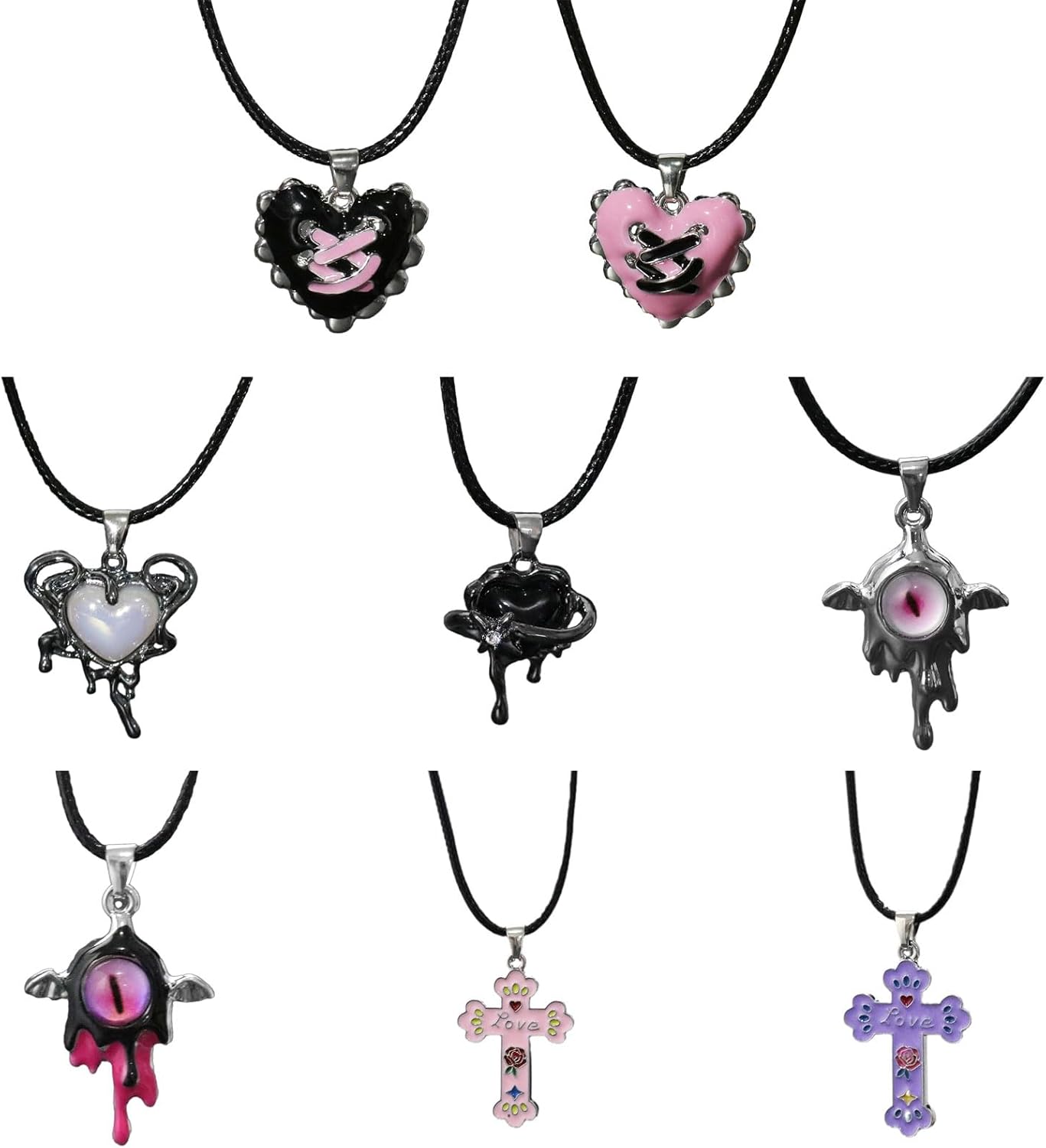 Gothic Liquid Heart Pendant Necklace Devil Eye Cross Choker Punk Devil Eye Clavicle Chain for Women Jewelry Accessories - Image 4