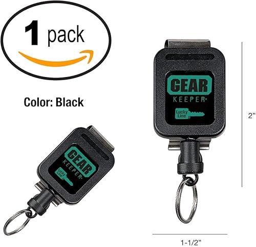 Miniatura 5 de Lucky Line Medium Force Gear Keeper, Retractor de llave de fuerza industrial con cable de Kevlar de 36 pulgadas, clip, 1 por paquete (47201), negro,