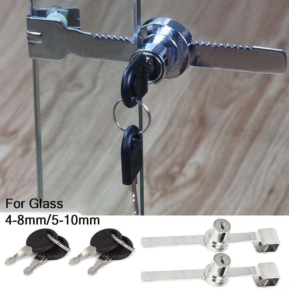 Reptile Terrarium Lock for Vivarium Glass Door Security, Zinc Alloy Cabinet Latch with Chrome Finish, Sliding Showcase Fastener for Pet Enclosure Safety(4-8mm)