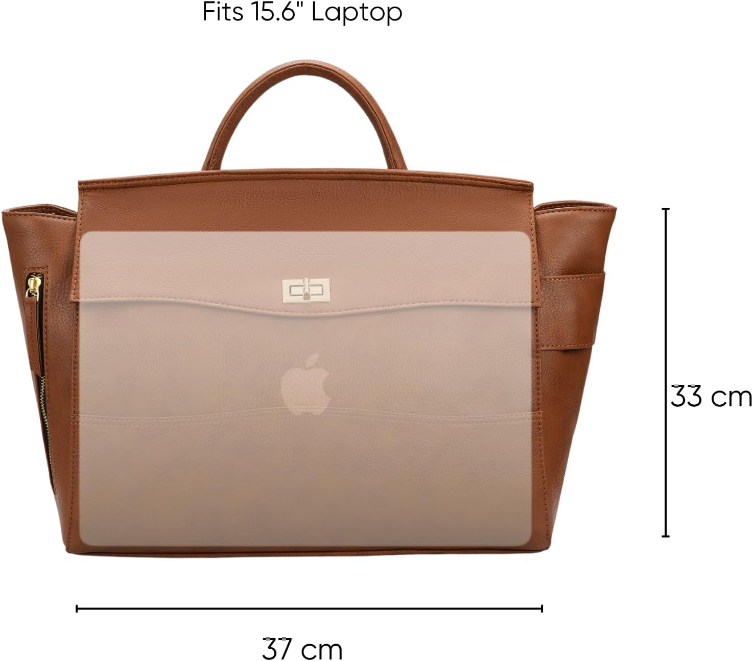 ARIA Women tote bag | 15.6" Laptop Messenger Bag | Laptop Bag | Office Bag | College Bag | Vegan Leather (TAN) - Image 6