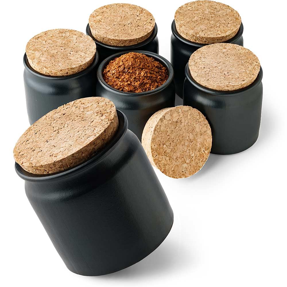 Tuuters Keramik Gewürzgläser 6 Stück (150ml schwarz) Gewürzdosen dunkel Set
