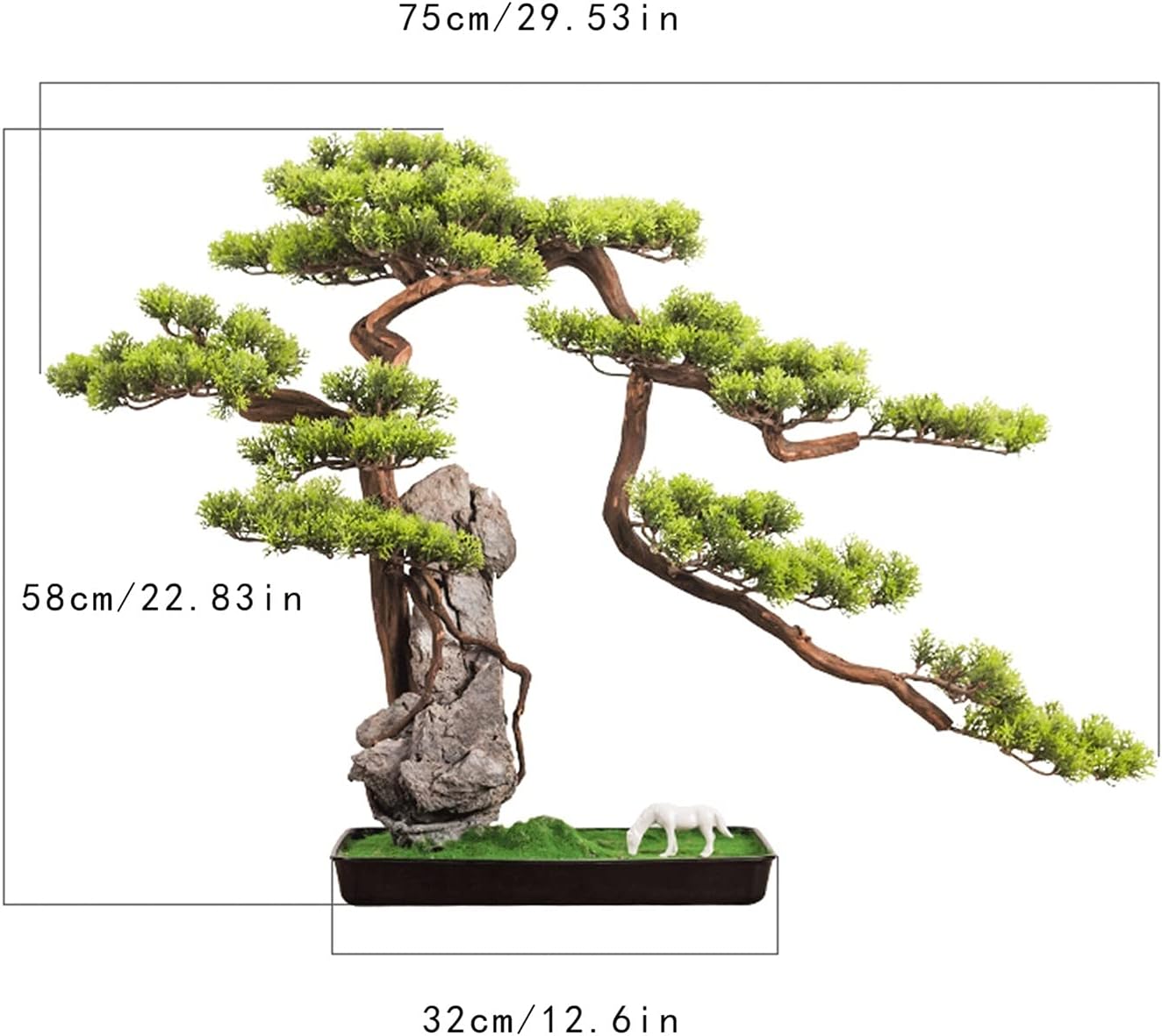 人工樹木 22インチシミュレーション歓迎の松、石の装飾緑の植え付けの