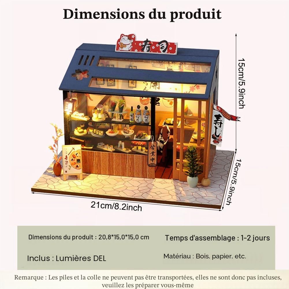 Kit Maison Miniature avec lumière LED, Maison de poupée de Style Japonais, Mini Maison de poupée, kit de Mini Maison