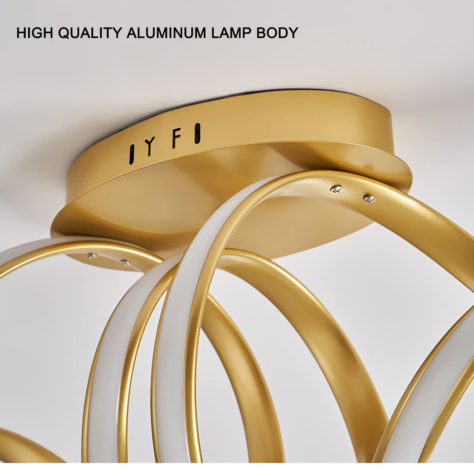Genérico Lámpara De Techo Led Regulable, con Control Remoto para Ajustar La Intensidad De La Luz Y La Temperatura del Color, 75 W, 220 V, Cuerpo De Aluminio En Espiral Dorado (Black Ceiling Lamp)