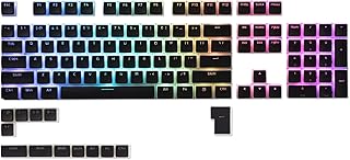 LTC LavaCaps PBT Double Shot 117-Key Pudding Keycaps Set, Translucent XDA Profile for ISO & ANSI Layout 61/68/84/87/104 Keys Mechanical Keyboard, with Keycap Puller - (Only Keycaps), Black