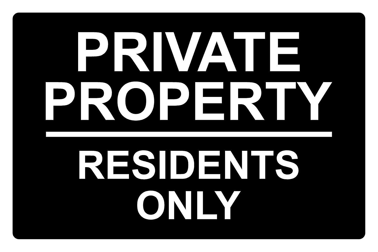 Private Property Residents Only Aluminium Composite Sign 200mm x 135mm Black/White.